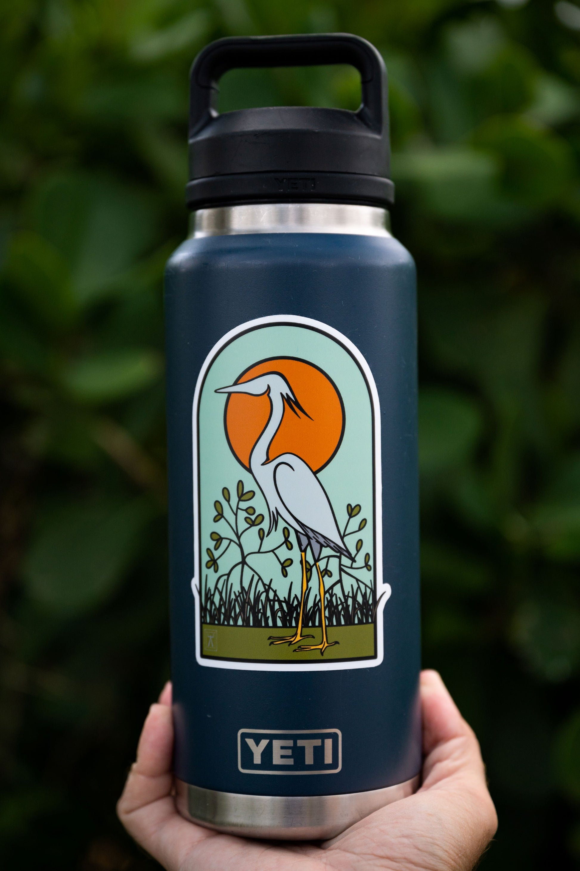 Heron backcountry mangrove sticker on Yeti tumbler