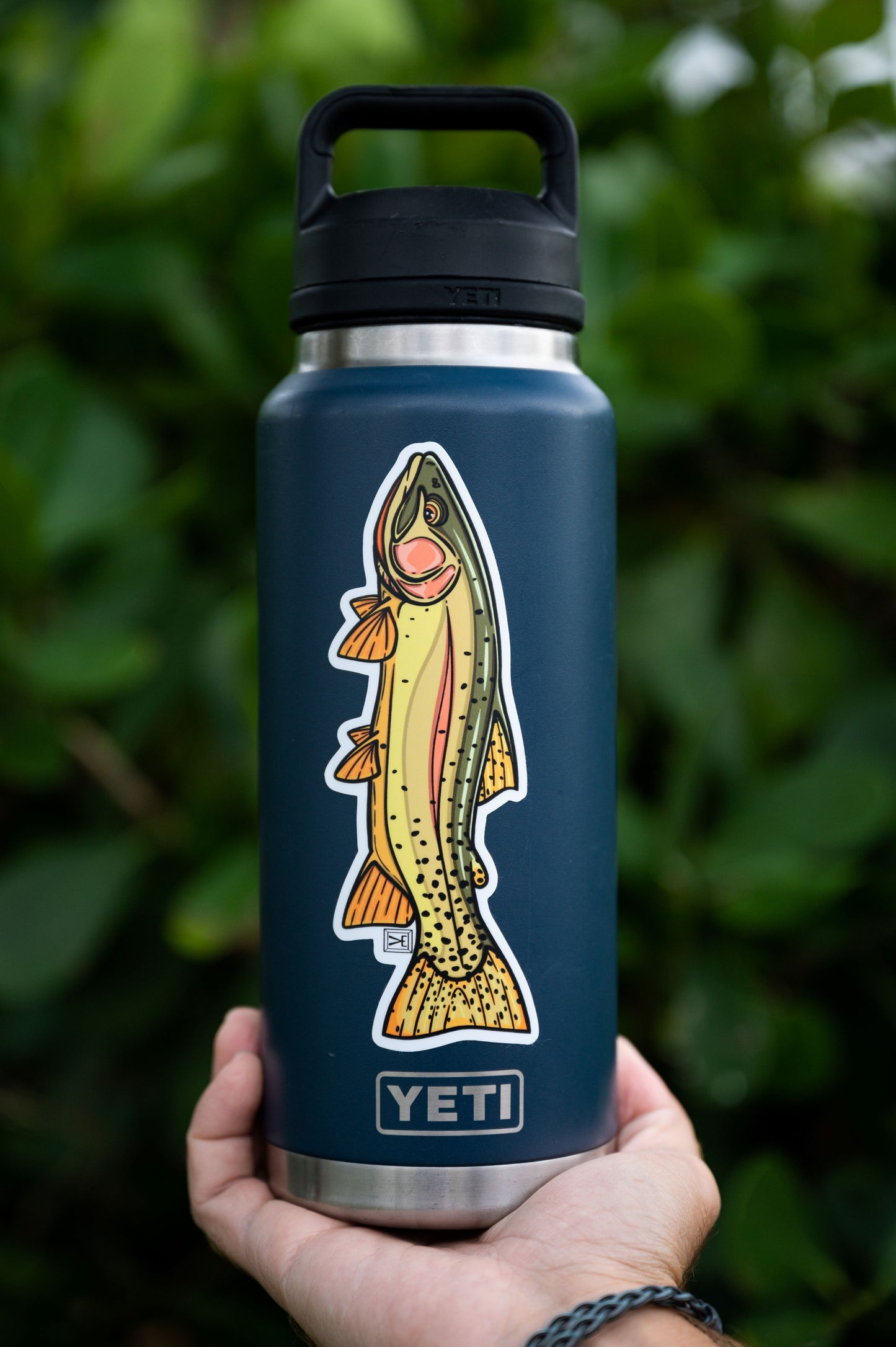 Cutthroat sticker on Yeti tumbler