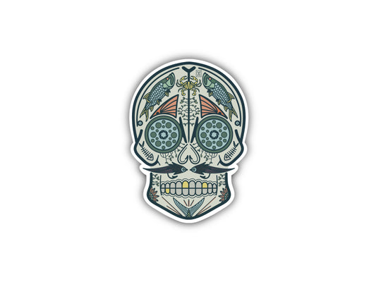 Sample of fish Mexican sugar skull sticker
