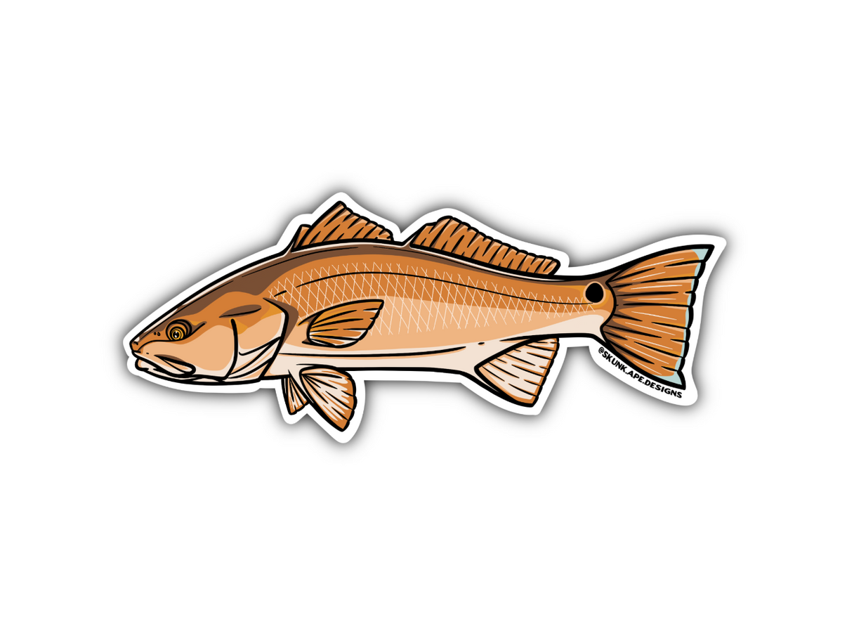 Redfish Sticker for water bottle for cars for boats coolers fishing